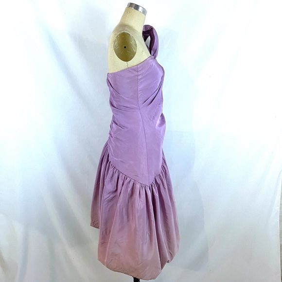 Vintage 70s 80s Victor Costa Dress Asymmetrical 2 4 Lavender - Picture 2 of 14